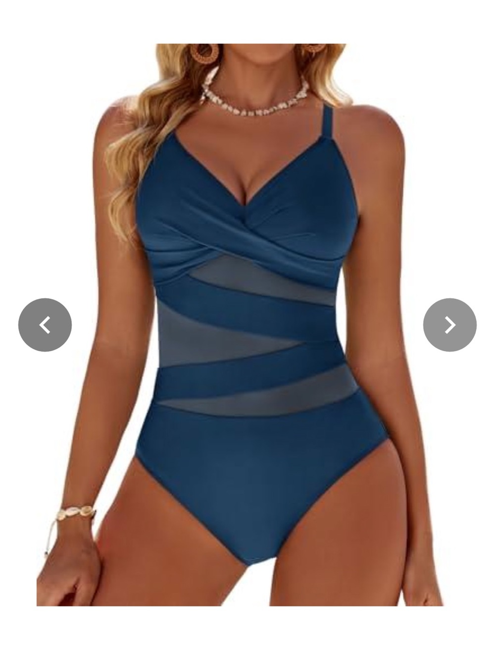 Women's Sexy Mesh Tummy Control Swimsuits V Neck Push Up